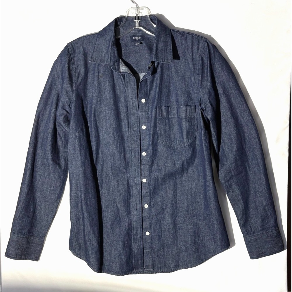 J Crew womens Jean Shirt Indigo Blue Button Down work casual coverup XS
